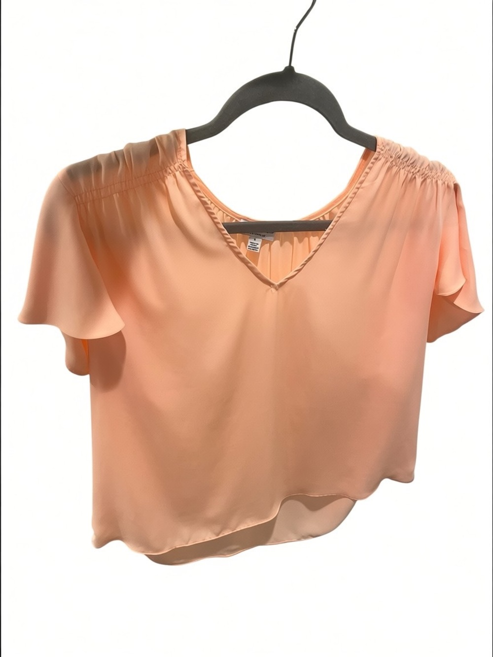 Current Air Peach V-Neck Flutter Sleeve Blouse